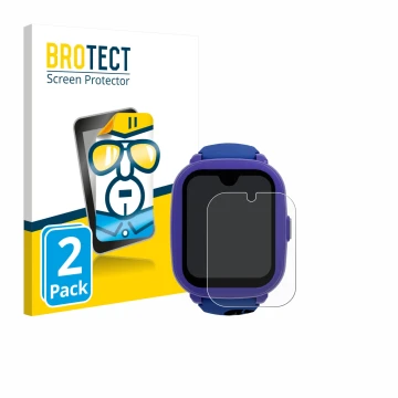Vorderseite einer Produktverpackung mit dem Markenlogo BROTECT. Daneben ist das Gerät SaveFamily Iconic Plus 2 4G mit dem zuge