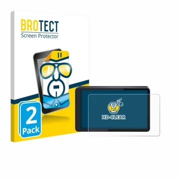 Vorderseite einer Produktverpackung mit dem Markenlogo BROTECT. Daneben ist das Gerät CARabc DB601 mit dem zugehörigen Display