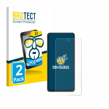 Vorderseite einer Produktverpackung mit dem Markenlogo BROTECT. Daneben ist das Gerät realme GT 7T mit dem zugehörigen Display
