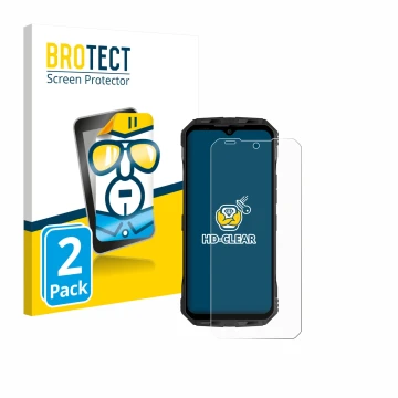 Vorderseite einer Produktverpackung mit dem Markenlogo BROTECT. Daneben ist das Gerät Doogee V Max S mit dem zugehörigen Displ