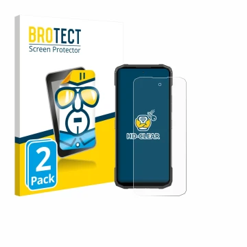 Vorderseite einer Produktverpackung mit dem Markenlogo BROTECT. Daneben ist das Gerät Doogee Blade 20 Turbo mit dem zugehörige