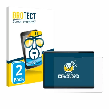 Vorderseite einer Produktverpackung mit dem Markenlogo BROTECT. Daneben ist das Gerät Microsoft Surface Pro 13 mit dem zugehör