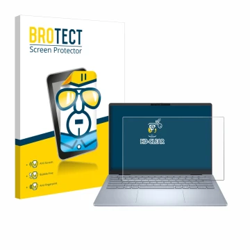 Vorderseite einer Produktverpackung mit dem Markenlogo BROTECT. Daneben ist das Gerät Dell 14 Plus Laptop mit dem zugehörigen 