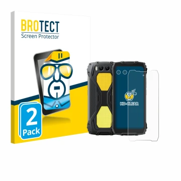 Vorderseite einer Produktverpackung mit dem Markenlogo BROTECT. Daneben ist das Gerät Blackview BV7300 (Display+Kamera) mit de