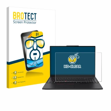 Vorderseite einer Produktverpackung mit dem Markenlogo BROTECT. Daneben ist das Gerät Lenovo ThinkPad P16s Gen 4 mit dem zugeh