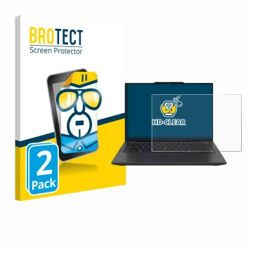 Vorderseite einer Produktverpackung mit dem Markenlogo BROTECT. Daneben ist das Gerät Lenovo ThinkPad X13 Gen 6 mit dem zugehö