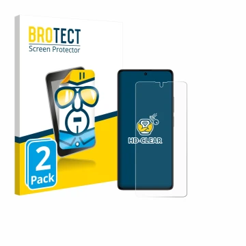 Vorderseite einer Produktverpackung mit dem Markenlogo BROTECT. Daneben ist das Gerät Xiaomi Poco M6 Pro 4G mit dem zugehörige