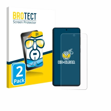 Vorderseite einer Produktverpackung mit dem Markenlogo BROTECT. Daneben ist das Gerät Samsung Galaxy S25 Edge mit dem zugehöri