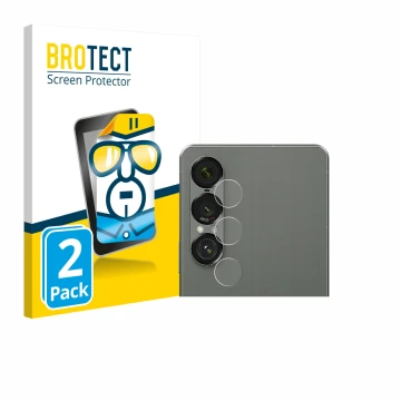 Vorderseite einer Produktverpackung mit dem Markenlogo BROTECT. Daneben ist das Gerät Sony Xperia 1 VII (NUR Kameraschutz) mit