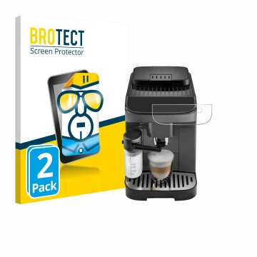 Vorderseite einer Produktverpackung mit dem Markenlogo BROTECT. Daneben ist das Gerät DeLonghi Magnifica Evo mit dem zugehörig