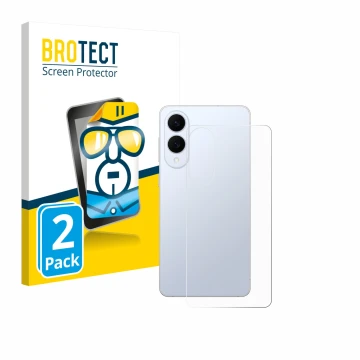 Vorderseite einer Produktverpackung mit dem Markenlogo BROTECT. Daneben ist das Gerät Samsung Galaxy S25 Edge (Rückseite) mit 