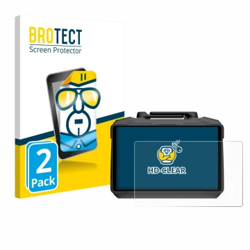 Vorderseite einer Produktverpackung mit dem Markenlogo BROTECT. Daneben ist das Gerät DJI RC Pro 2 mit dem zugehörigen Display