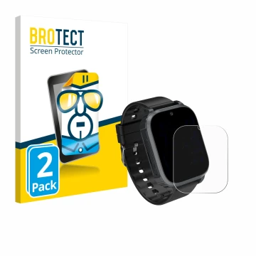 Vorderseite einer Produktverpackung mit dem Markenlogo BROTECT. Daneben ist das Gerät Kesasohe 4G Kids Smartwatch mit dem zuge