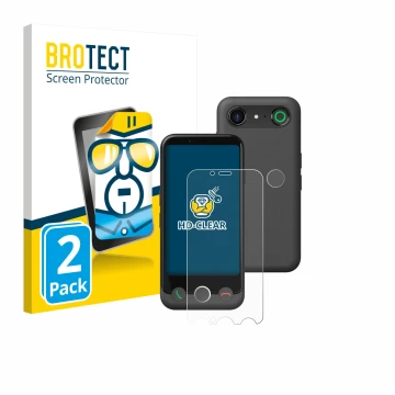 Vorderseite einer Produktverpackung mit dem Markenlogo BROTECT. Daneben ist das Gerät Doro Aurora A10 (Display+Kamera) mit dem