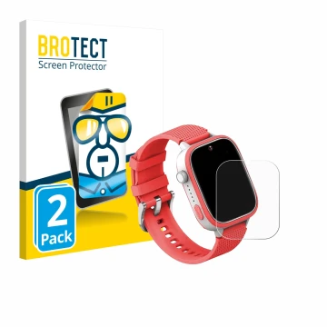 Vorderseite einer Produktverpackung mit dem Markenlogo BROTECT. Daneben ist das Gerät AngelTech Kids Smartwatch Ultra 1.83