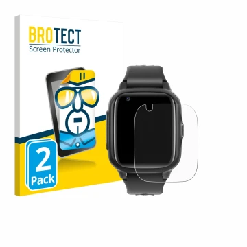 Vorderseite einer Produktverpackung mit dem Markenlogo BROTECT. Daneben ist das Gerät Krostming Kids Smartwatch GPS 4G mit dem