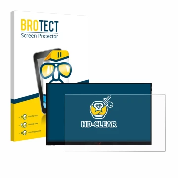 Vorderseite einer Produktverpackung mit dem Markenlogo BROTECT. Daneben ist das Gerät Verbatim PMT-15 mit dem zugehörigen Disp