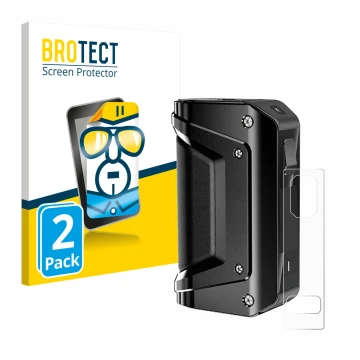 Vorderseite einer Produktverpackung mit dem Markenlogo BROTECT. Daneben ist das Gerät GeekVape Aegis Legend 3 mit dem zugehöri