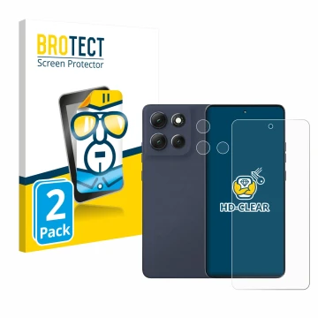 Vorderseite einer Produktverpackung mit dem Markenlogo BROTECT. Daneben ist das Gerät Motorola Moto G86 Power (Display+Kamera)