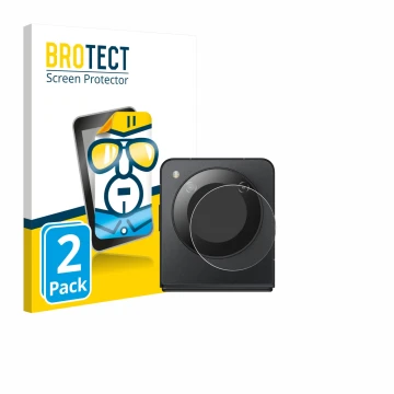 Vorderseite einer Produktverpackung mit dem Markenlogo BROTECT. Daneben ist das Gerät Nubia Flip 5G (NUR Kamera) mit dem zugeh