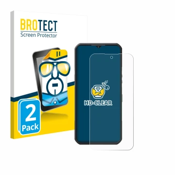 Vorderseite einer Produktverpackung mit dem Markenlogo BROTECT. Daneben ist das Gerät Oukitel WP55 Pro mit dem zugehörigen Dis