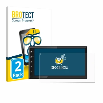 Vorderseite einer Produktverpackung mit dem Markenlogo BROTECT. Daneben ist das Gerät Kenwood DMX6523DABS mit dem zugehörigen 