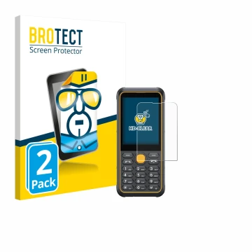 Vorderseite einer Produktverpackung mit dem Markenlogo BROTECT. Daneben ist das Gerät Ulefone Armor Mini 4 mit dem zugehörigen