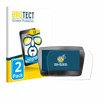 Vorderseite einer Produktverpackung mit dem Markenlogo BROTECT. Daneben ist das Gerät Voge 625 2025 mit dem zugehörigen Displa