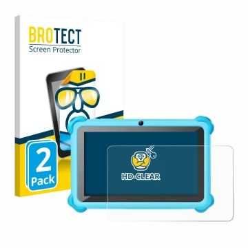 Vorderseite einer Produktverpackung mit dem Markenlogo BROTECT. Daneben ist das Gerät zcobro KIDS710 7