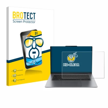 Vorderseite einer Produktverpackung mit dem Markenlogo BROTECT. Daneben ist das Gerät Lenovo ThinkPad X9 15 G1 mit dem zugehör