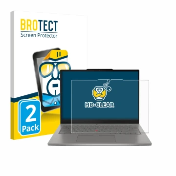 Vorderseite einer Produktverpackung mit dem Markenlogo BROTECT. Daneben ist das Gerät Lenovo ThinkPad L13 2-in-1 Gen 6 mit dem