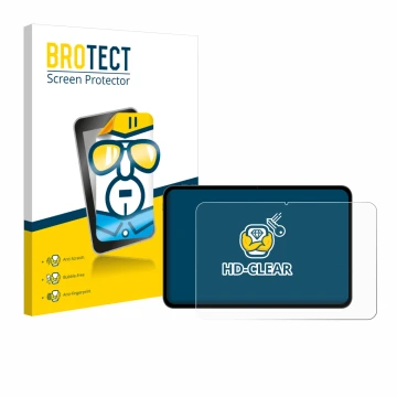 Vorderseite einer Produktverpackung mit dem Markenlogo BROTECT. Daneben ist das Gerät Teclast T65 mit dem zugehörigen Displays