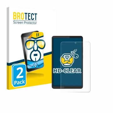 Vorderseite einer Produktverpackung mit dem Markenlogo BROTECT. Daneben ist das Gerät Lenovo Tab One 8.7