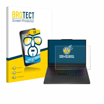 Vorderseite einer Produktverpackung mit dem Markenlogo BROTECT. Daneben ist das Gerät Lenovo Legion 5 15IRX10 83LY mit dem zug