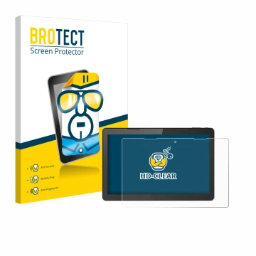Vorderseite einer Produktverpackung mit dem Markenlogo BROTECT. Daneben ist das Gerät Hannspree Pad 13.3