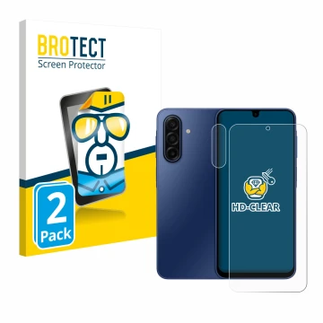Vorderseite einer Produktverpackung mit dem Markenlogo BROTECT. Daneben ist das Gerät Samsung Galaxy A17 4G (Display+Kamera) m