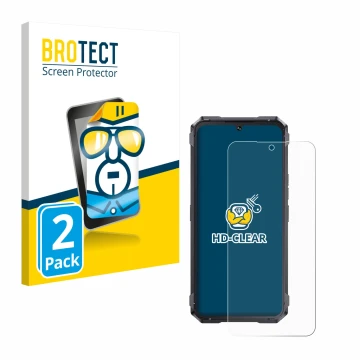 Vorderseite einer Produktverpackung mit dem Markenlogo BROTECT. Daneben ist das Gerät Cubot King Kong 11 mit dem zugehörigen D