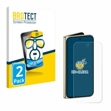 Vorderseite einer Produktverpackung mit dem Markenlogo BROTECT. Daneben ist das Gerät Google Pixel 10 Pro Fold mit dem zugehör