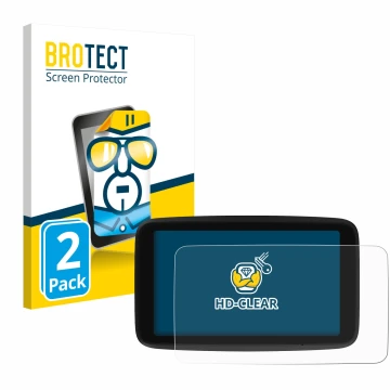 Vorderseite einer Produktverpackung mit dem Markenlogo BROTECT. Daneben ist das Gerät TomTom GO Classic 6