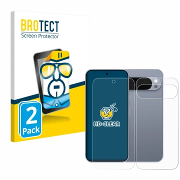 Vorderseite einer Produktverpackung mit dem Markenlogo BROTECT. Daneben ist das Gerät Google Pixel 10 Pro XL (Display+Rückseit
