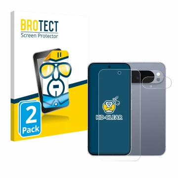 Vorderseite einer Produktverpackung mit dem Markenlogo BROTECT. Daneben ist das Gerät Google Pixel 10 Pro XL (Display+Kamera) 