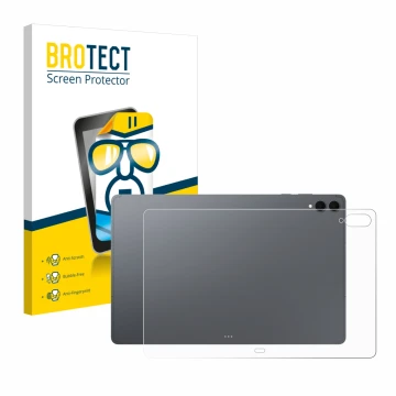 Vorderseite einer Produktverpackung mit dem Markenlogo BROTECT. Daneben ist das Gerät Samsung Galaxy Tab S11 Ultra (Rückseite)
