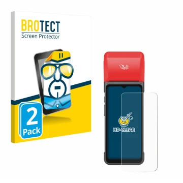 Vorderseite einer Produktverpackung mit dem Markenlogo BROTECT. Daneben ist das Gerät iMin Swift 2 Pro mit dem zugehörigen Dis