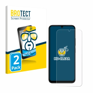 Vorderseite einer Produktverpackung mit dem Markenlogo BROTECT. Daneben ist das Gerät Xiaomi Redmi 15C mit dem zugehörigen Dis