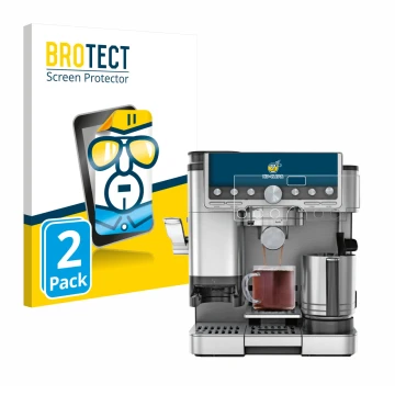 Vorderseite einer Produktverpackung mit dem Markenlogo BROTECT. Daneben ist das Gerät Ninja Luxe Cafe Pro ES701EU mit dem zuge