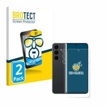 Vorderseite einer Produktverpackung mit dem Markenlogo BROTECT. Daneben ist das Gerät Samsung Galaxy S25 FE (Display+Kamera) m