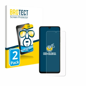 Vorderseite einer Produktverpackung mit dem Markenlogo BROTECT. Daneben ist das Gerät Motorola Moto G06 mit dem zugehörigen Di
