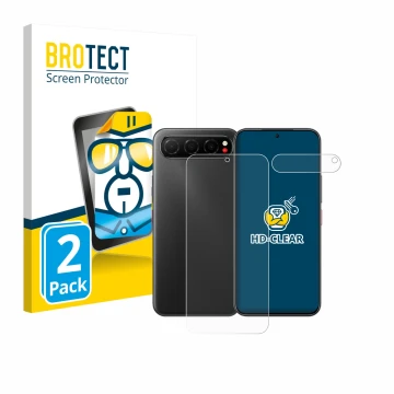 Vorderseite einer Produktverpackung mit dem Markenlogo BROTECT. Daneben ist das Gerät Nubia Air (Display+Kamera) mit dem zugeh