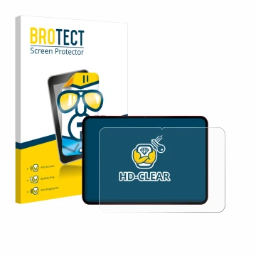 Vorderseite einer Produktverpackung mit dem Markenlogo BROTECT. Daneben ist das Gerät Teclast T65 Plus mit dem zugehörigen Dis