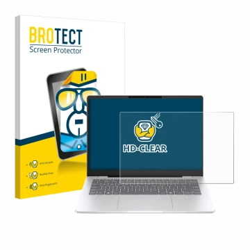 Vorderseite einer Produktverpackung mit dem Markenlogo BROTECT. Daneben ist das Gerät HP OmniBook 7 14